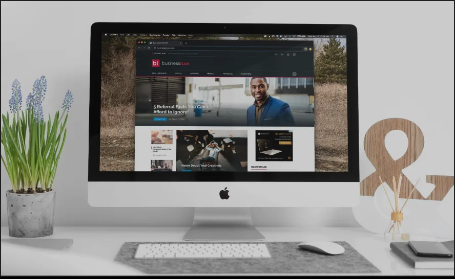 Website on a desktop display
