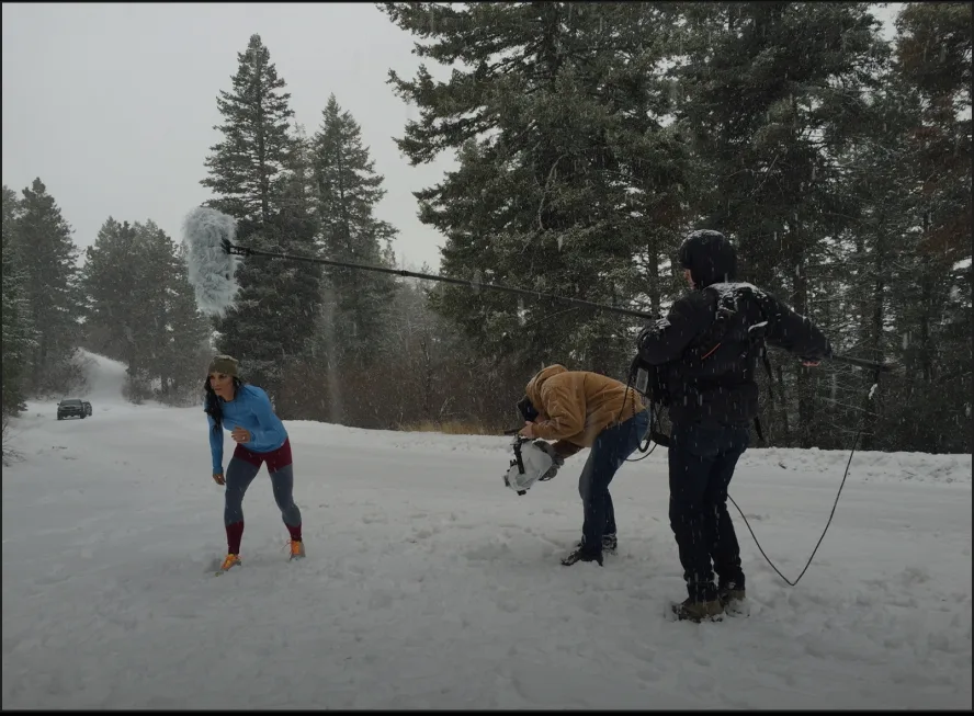 Snow shoot outdoors