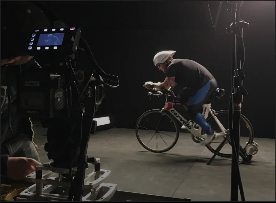 Cyclist on a film set
