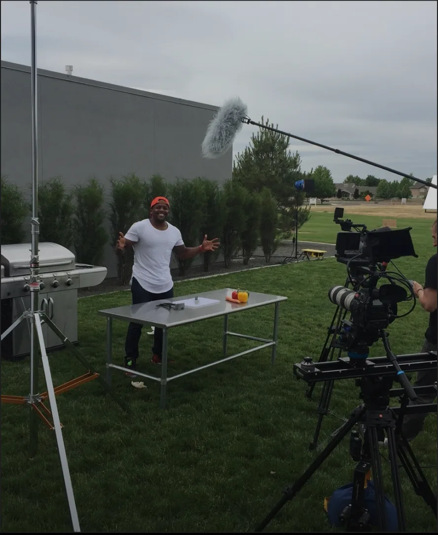 Outdoor shoot with camera crew