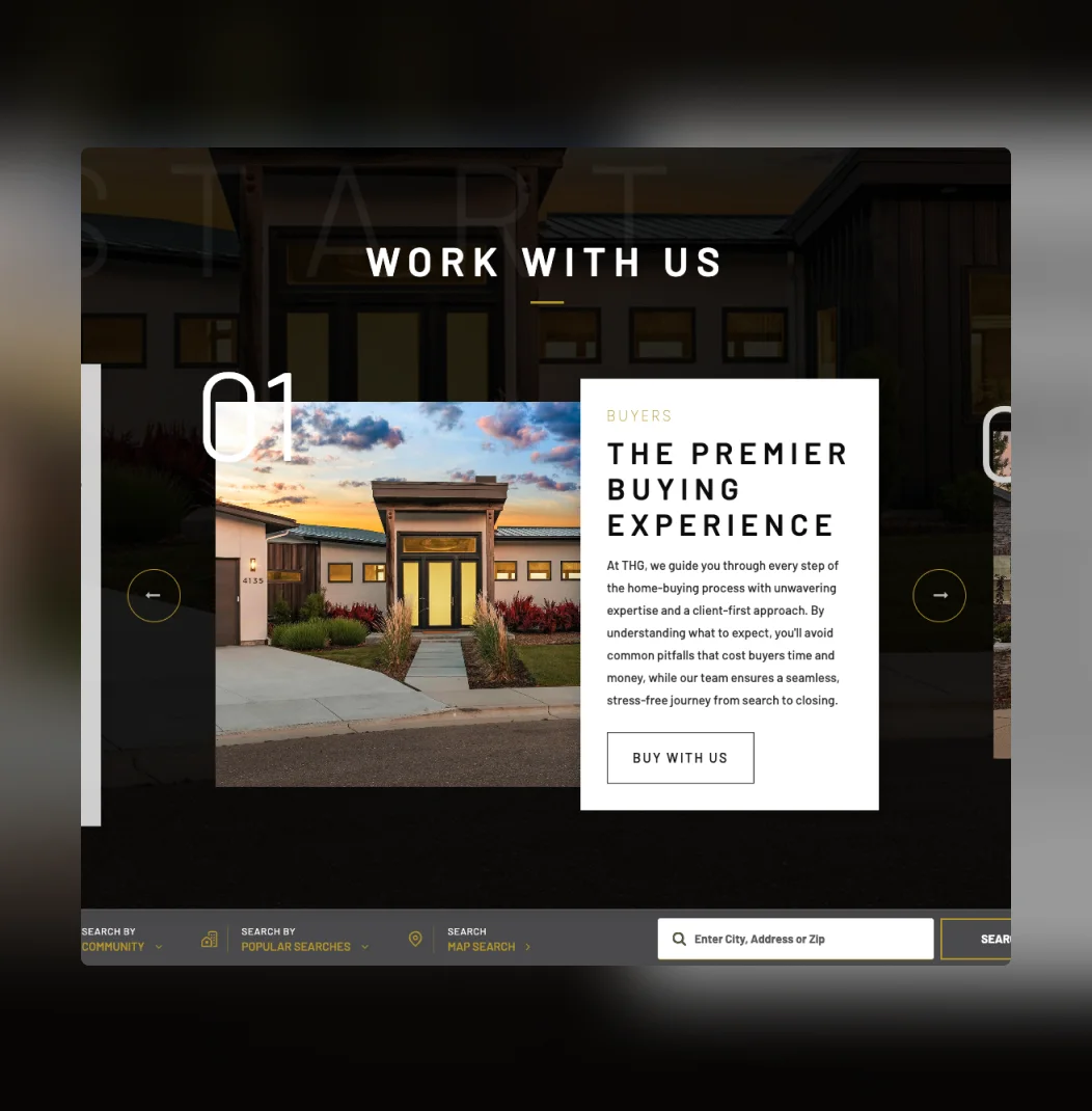 THG Real Estate website, Work With Us page